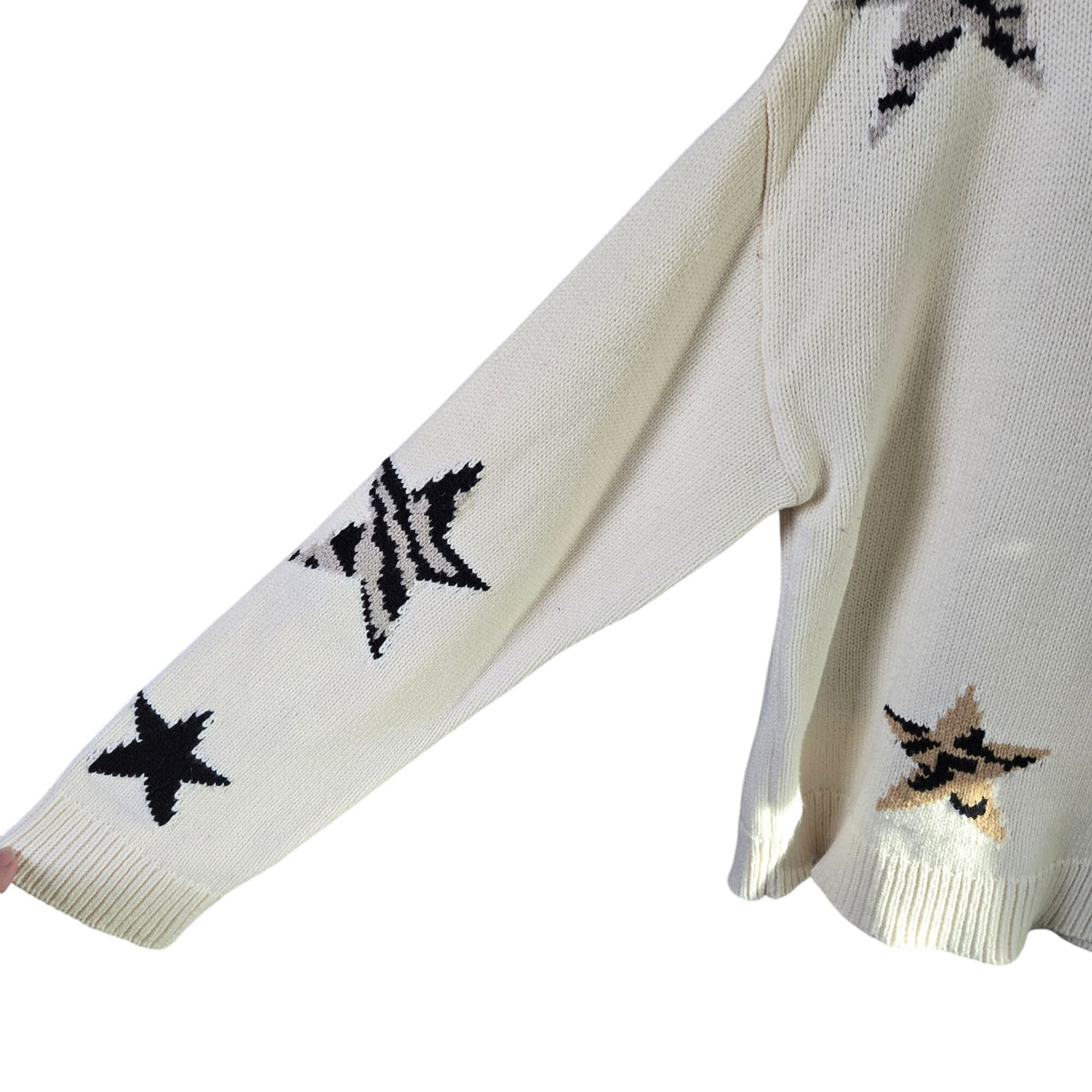 Rails Perci Neutral Animal Star Cropped Boxy Sweater Size Medium (est)