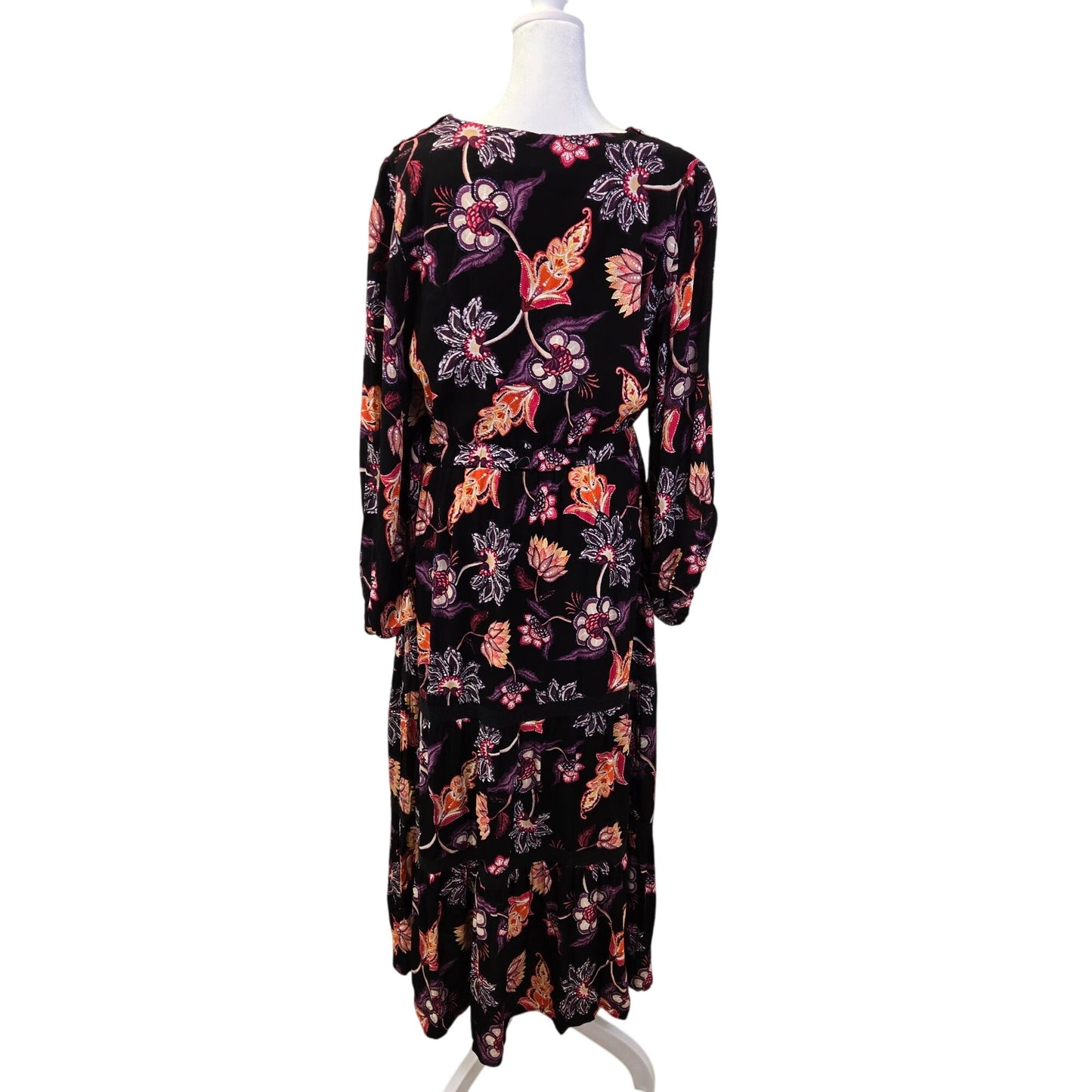 Lost + Wander Under the Stars Floral Tiered Belted Long Sleeve Maxi Dress Size Medium