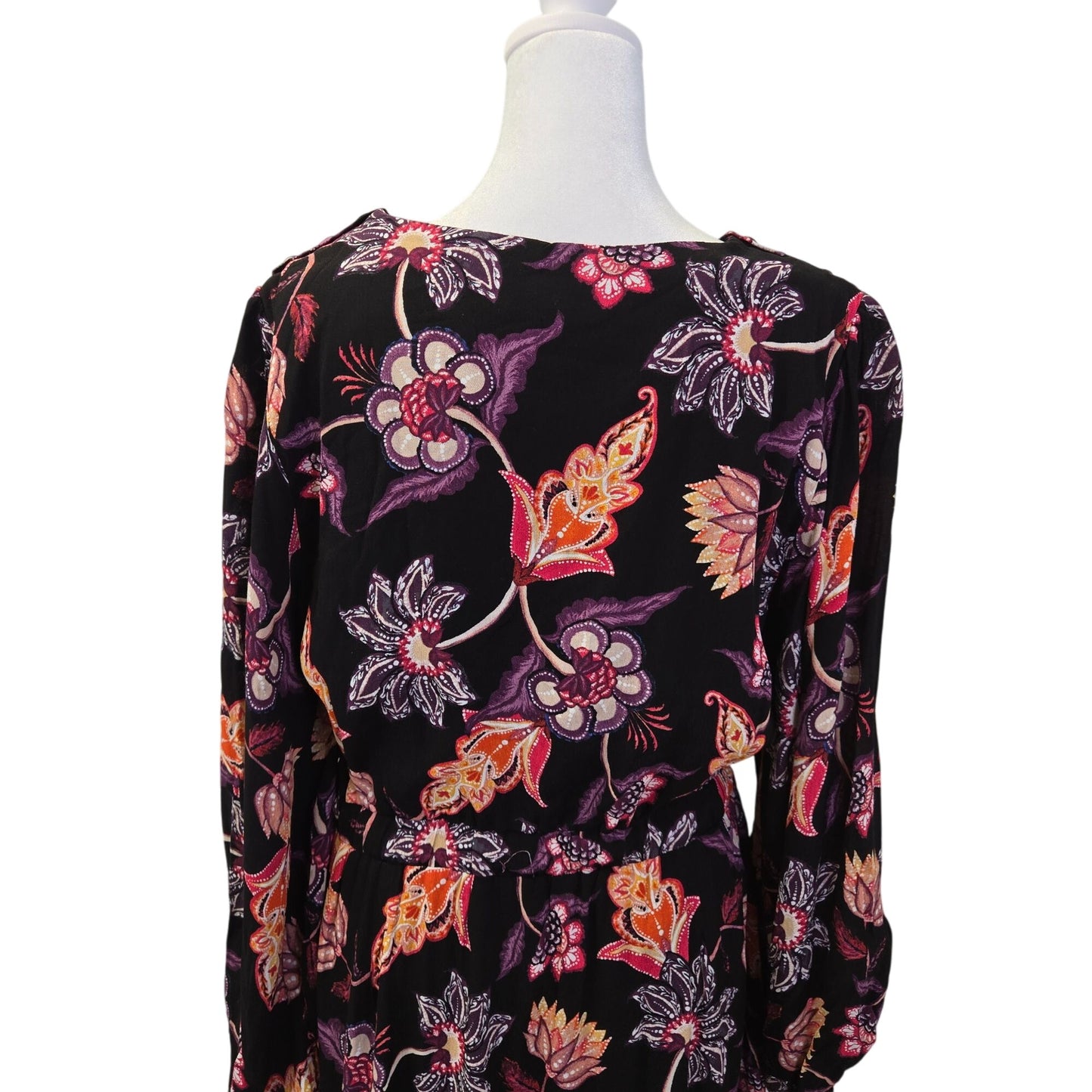 Lost + Wander Under the Stars Floral Tiered Belted Long Sleeve Maxi Dress Size Medium