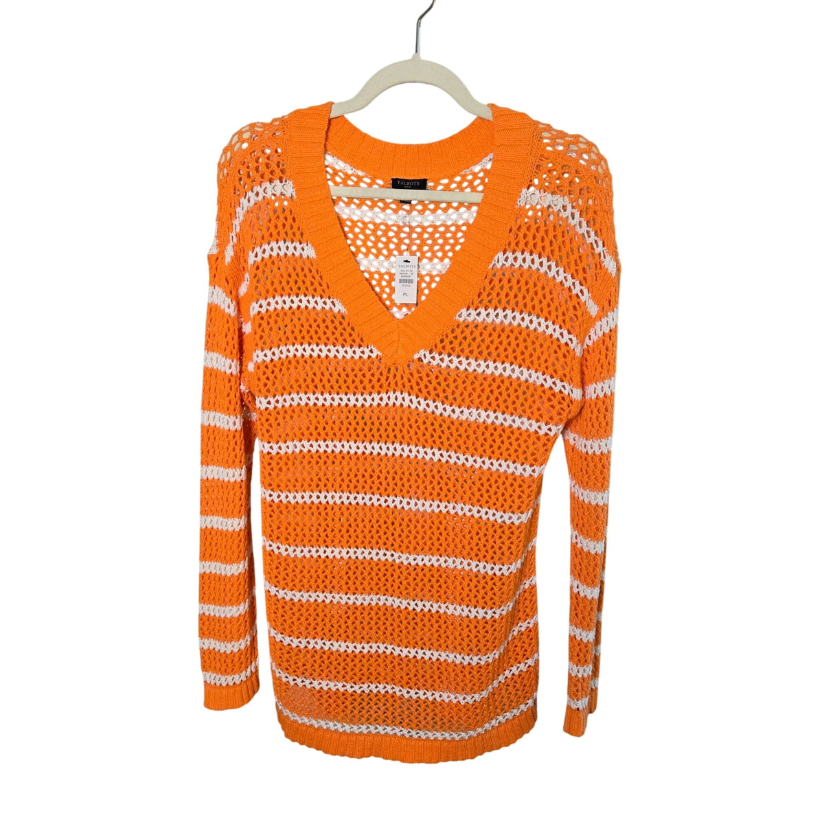 NWT Talbots Petites Crochet V-Neck Sweater Size Large Petite