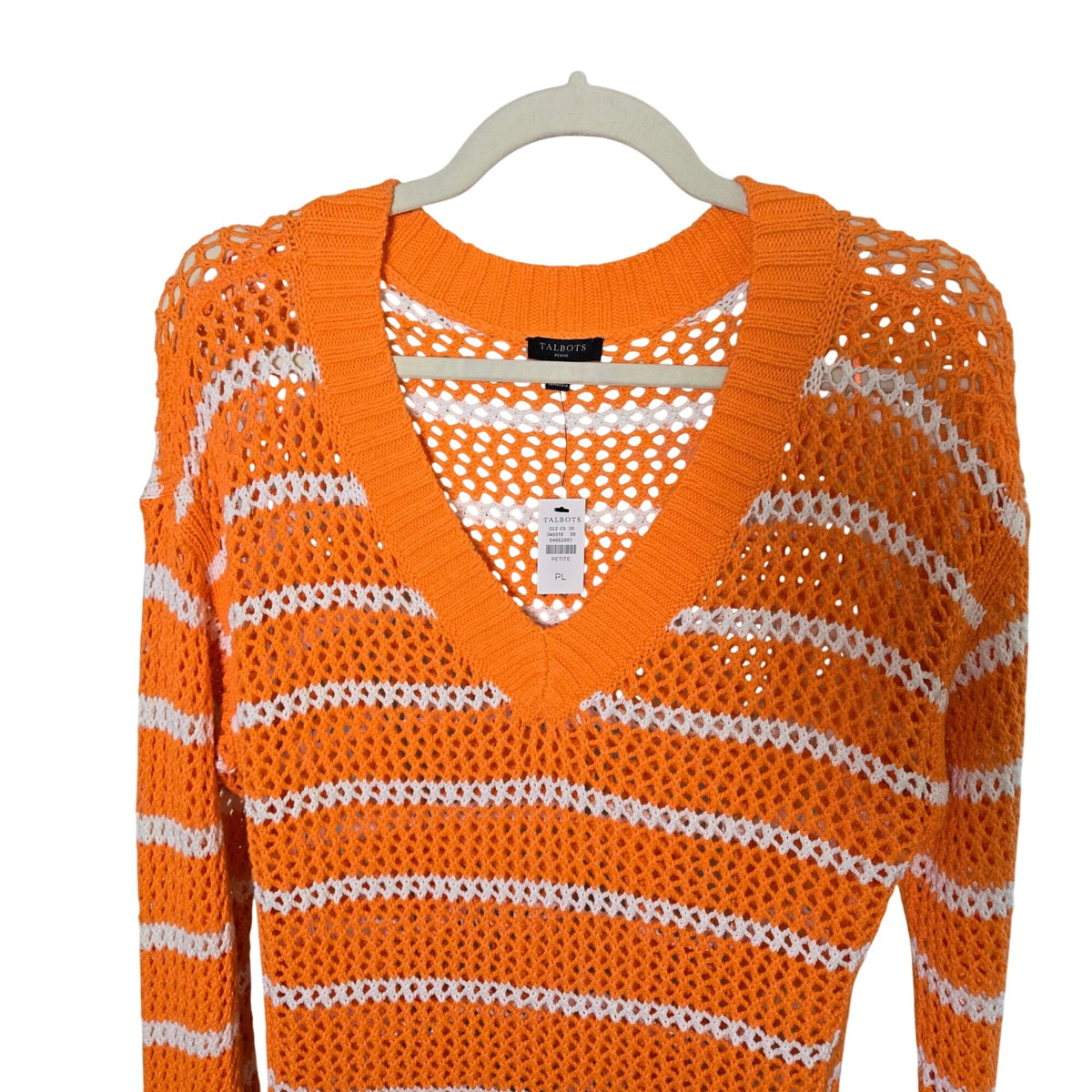 NWT Talbots Petites Crochet V-Neck Sweater Size Large Petite