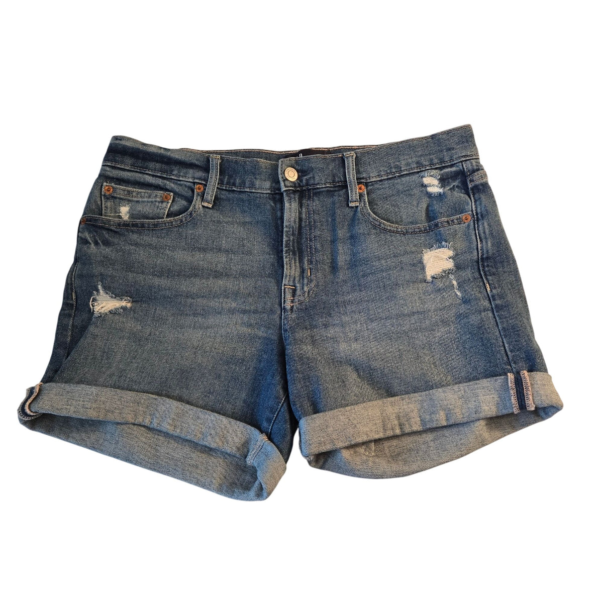 Gap 5" High Rise Distressed Cuffed Jean Shorts Size 8