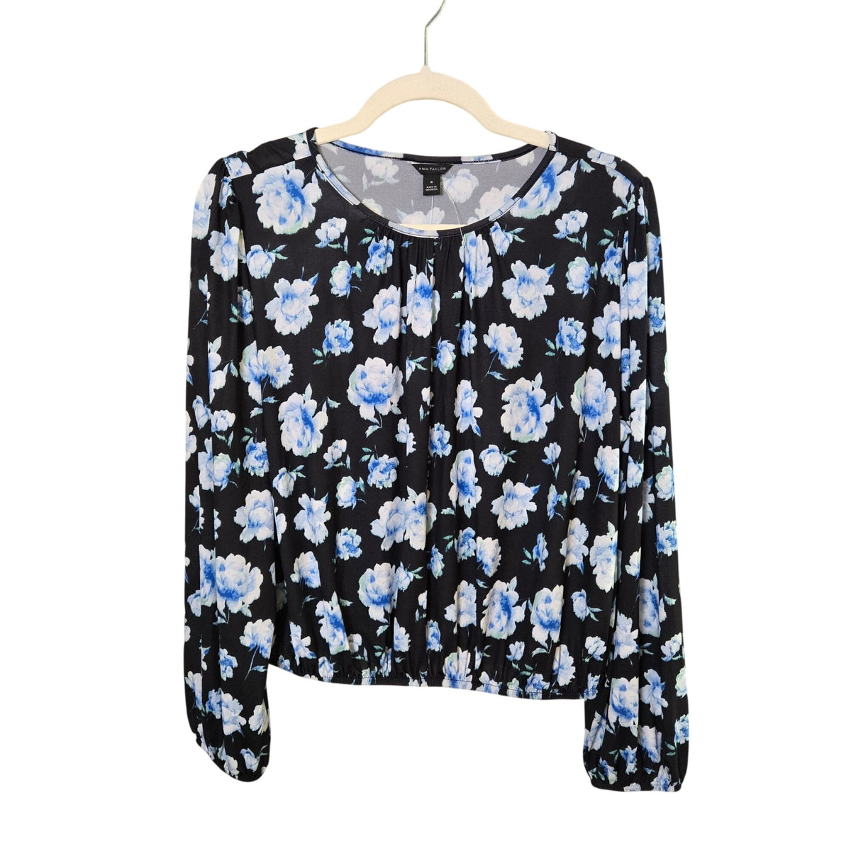 NWT Ann Taylor Floral Puff Sleeve Slightly Cropped Blouse Size Medium