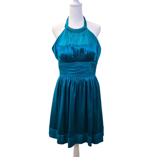 Cache 100% Silk Halter Style Cocktail Dress Size 8