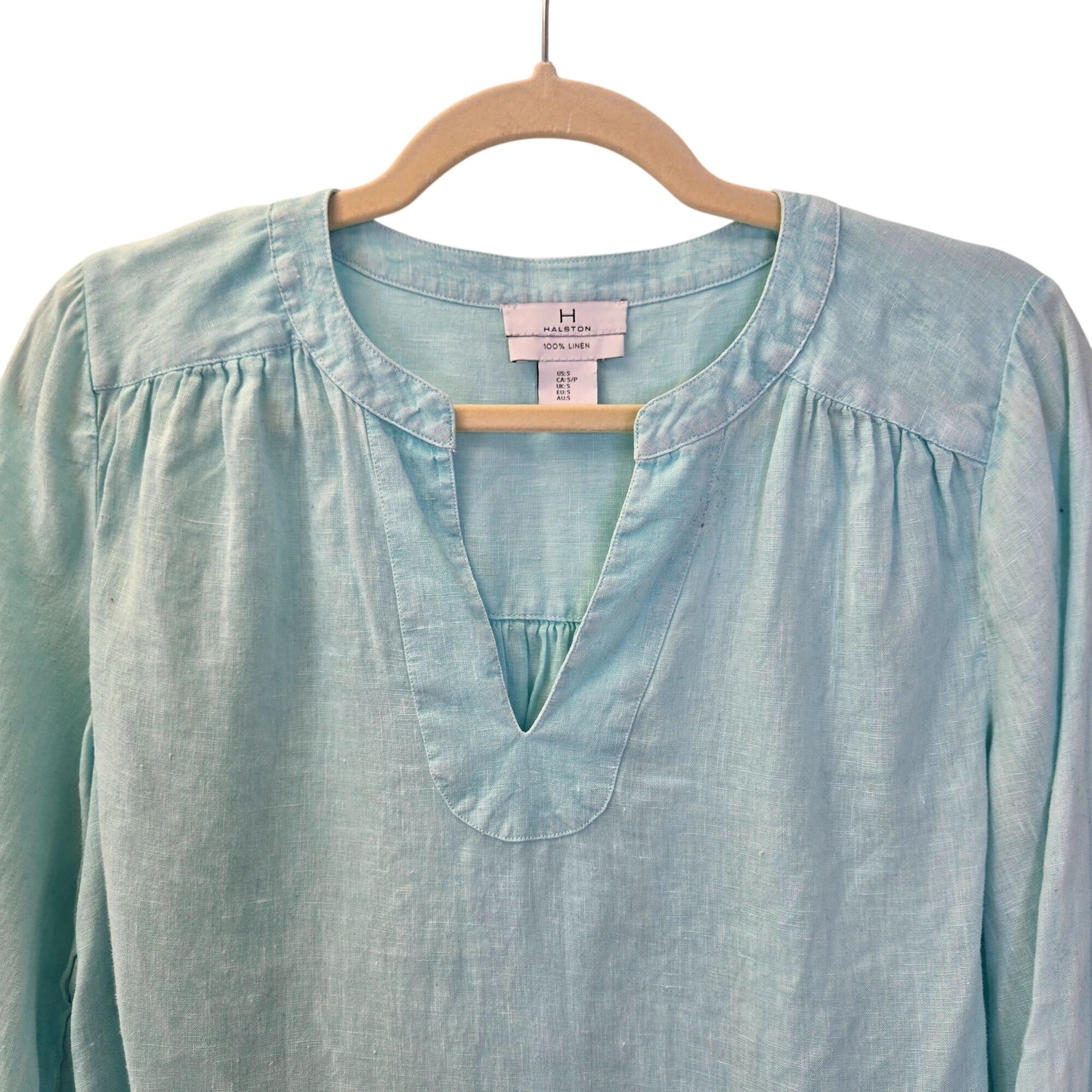 H by Halston 100% Linen Popover Top Size Small