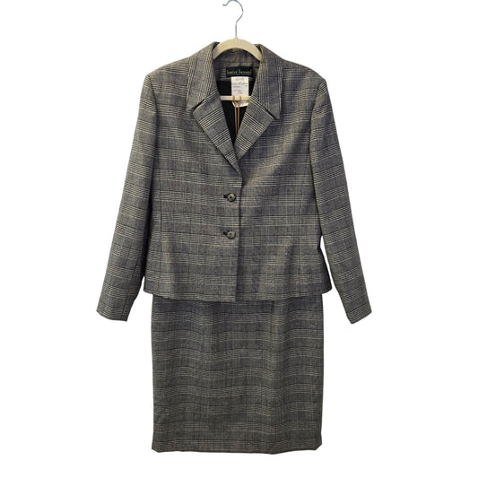 Harve Benard 100% Wool Vintage Glen Plaid Two Piece Skirt Suit Size 10/12