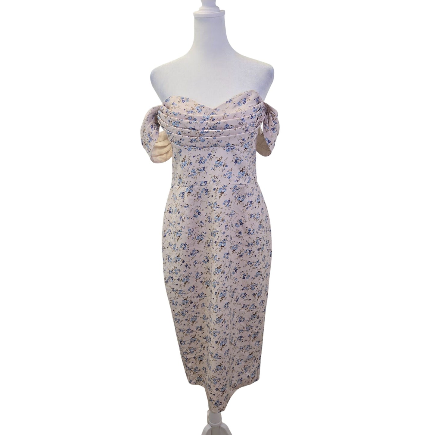 NWT Lavish Alice Bardot Floral Off The Shoulder Cowl Midi Dress Size 8