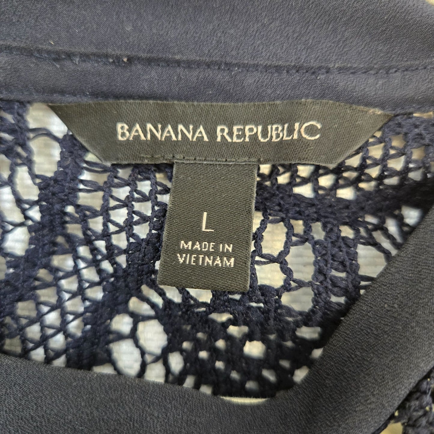 Banana Republic Open Lace Back Zipper Top Size Large