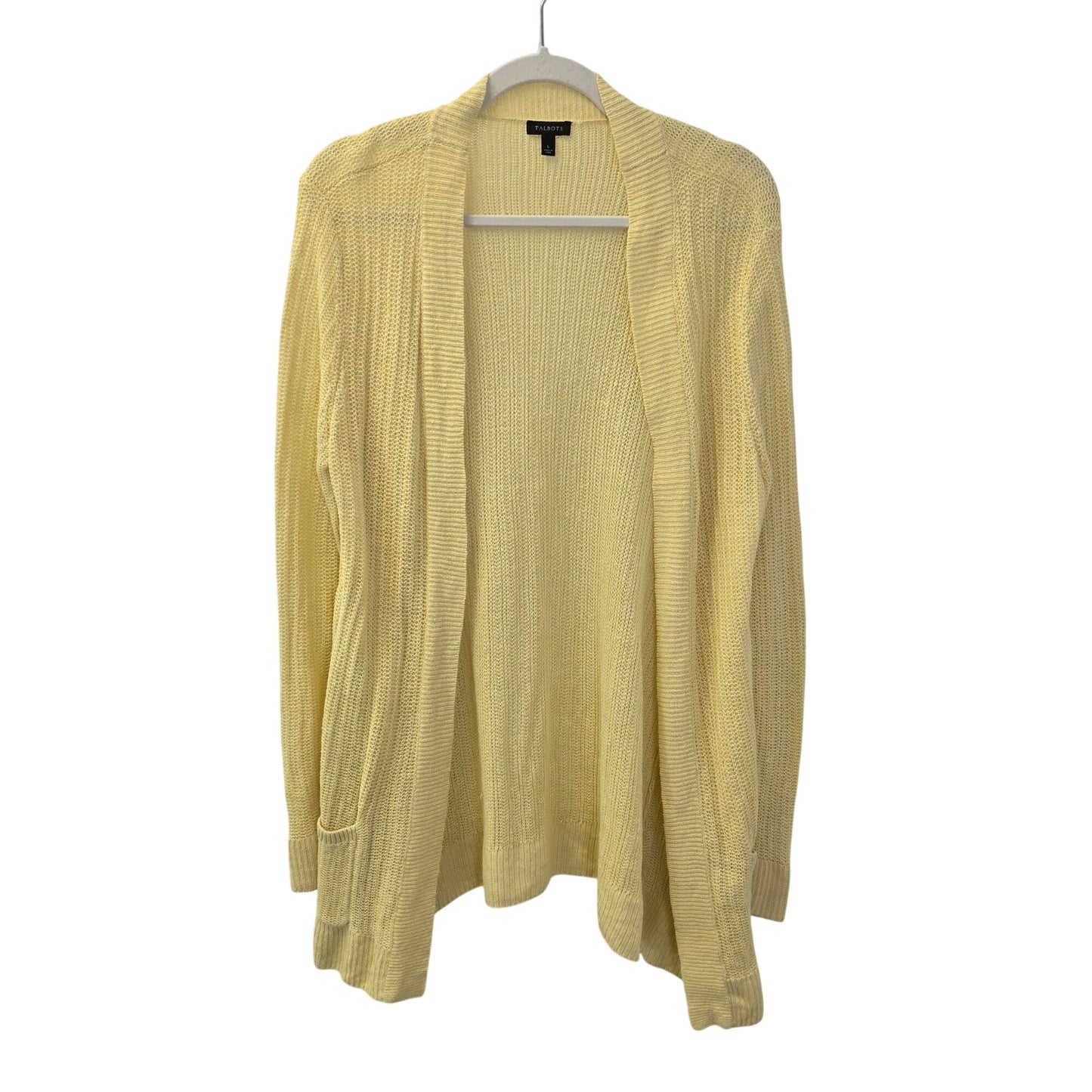 Talbots 100% Linen Longline Open Cardigan Sweater Size Large