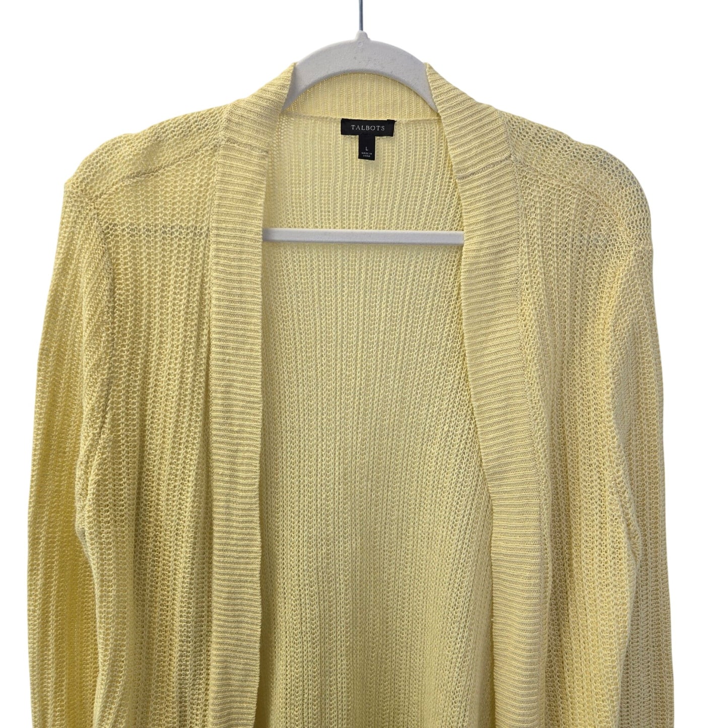 Talbots 100% Linen Longline Open Cardigan Sweater Size Large