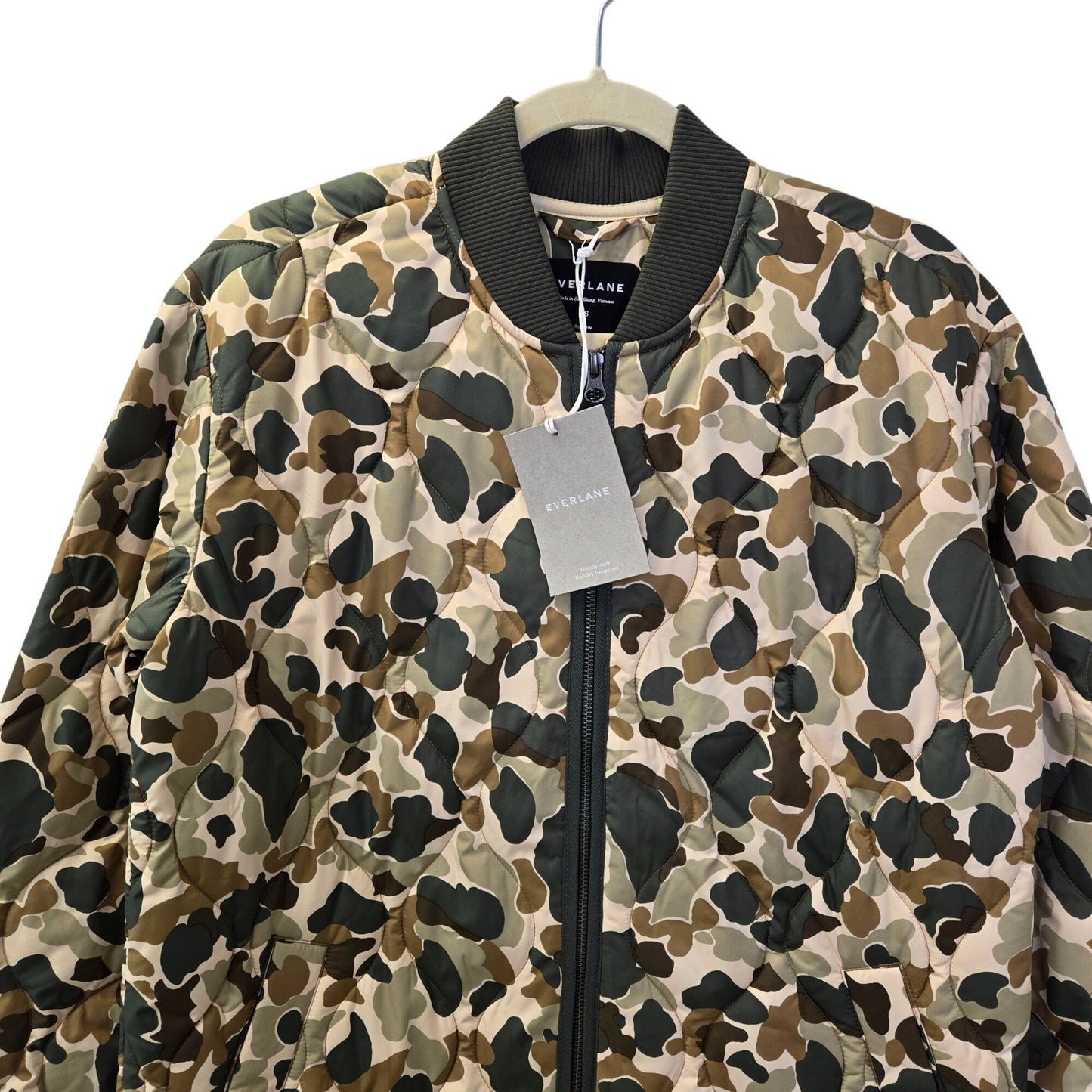 NWT Everlane The ReNew Long Liner Camouflage Full Zip Jacket Size Small