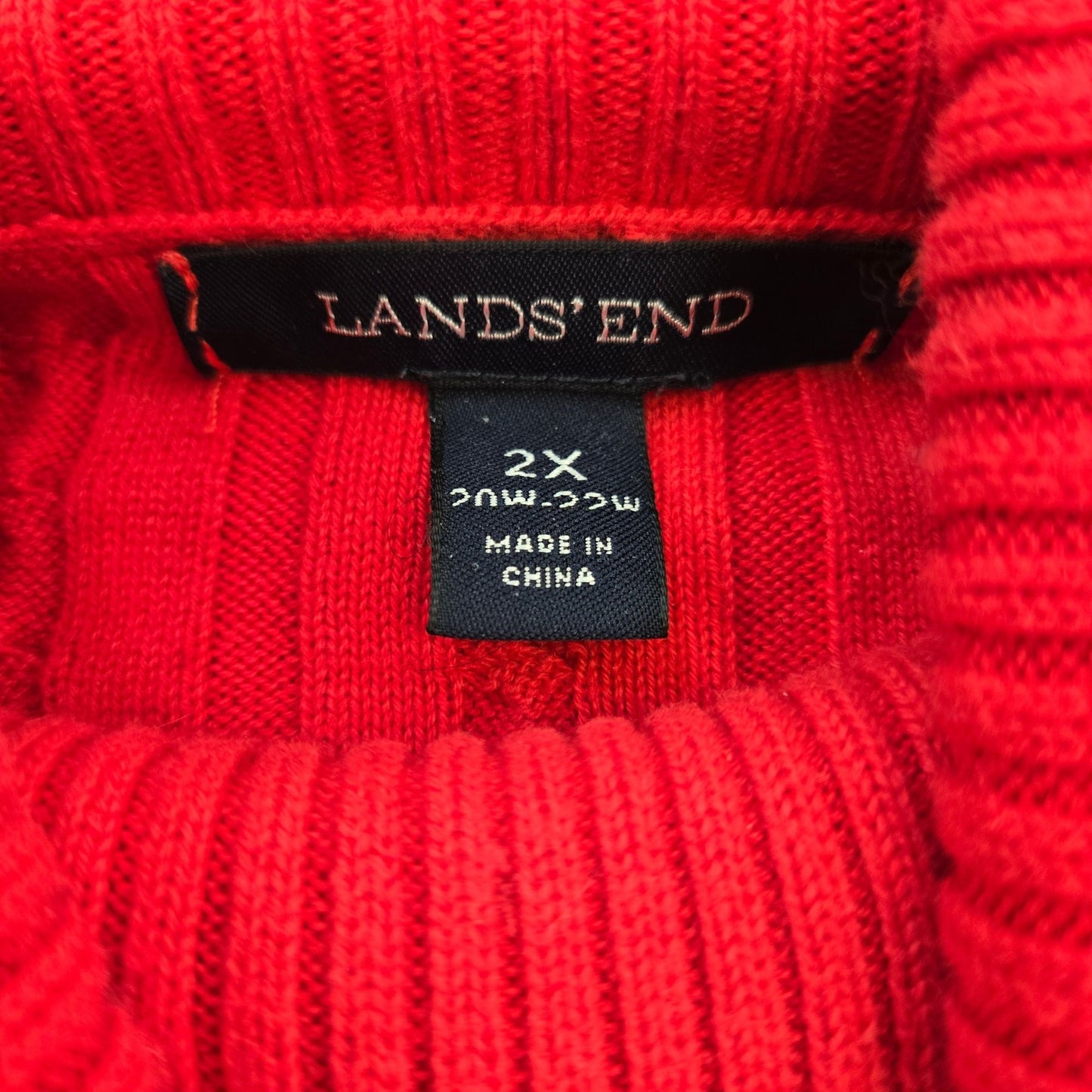 Lands' End 100% Cotton Cable Knit Turtleneck Sweater Size 2XL