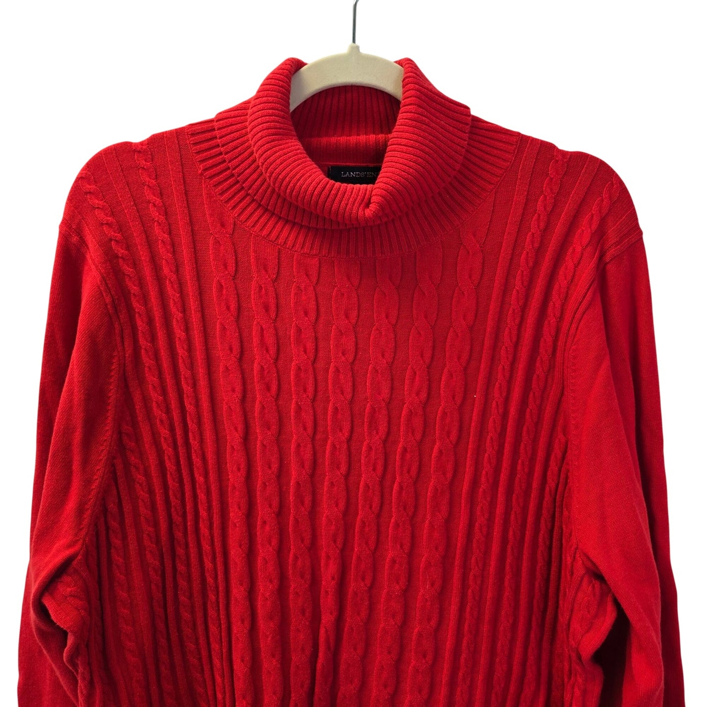Lands' End 100% Cotton Cable Knit Turtleneck Sweater Size 2XL