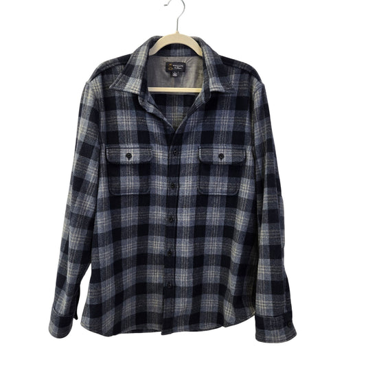 Wallin & Bros. Wool Blend Plaid Button Down Shirt Shacket Size Large