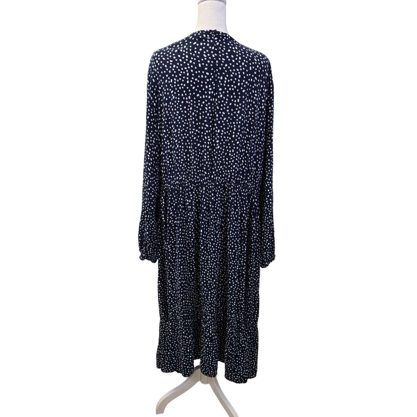Ulla Popken 100% Viscose Polka Dot Long Sleeve Midi Boho Dress Size 16/18