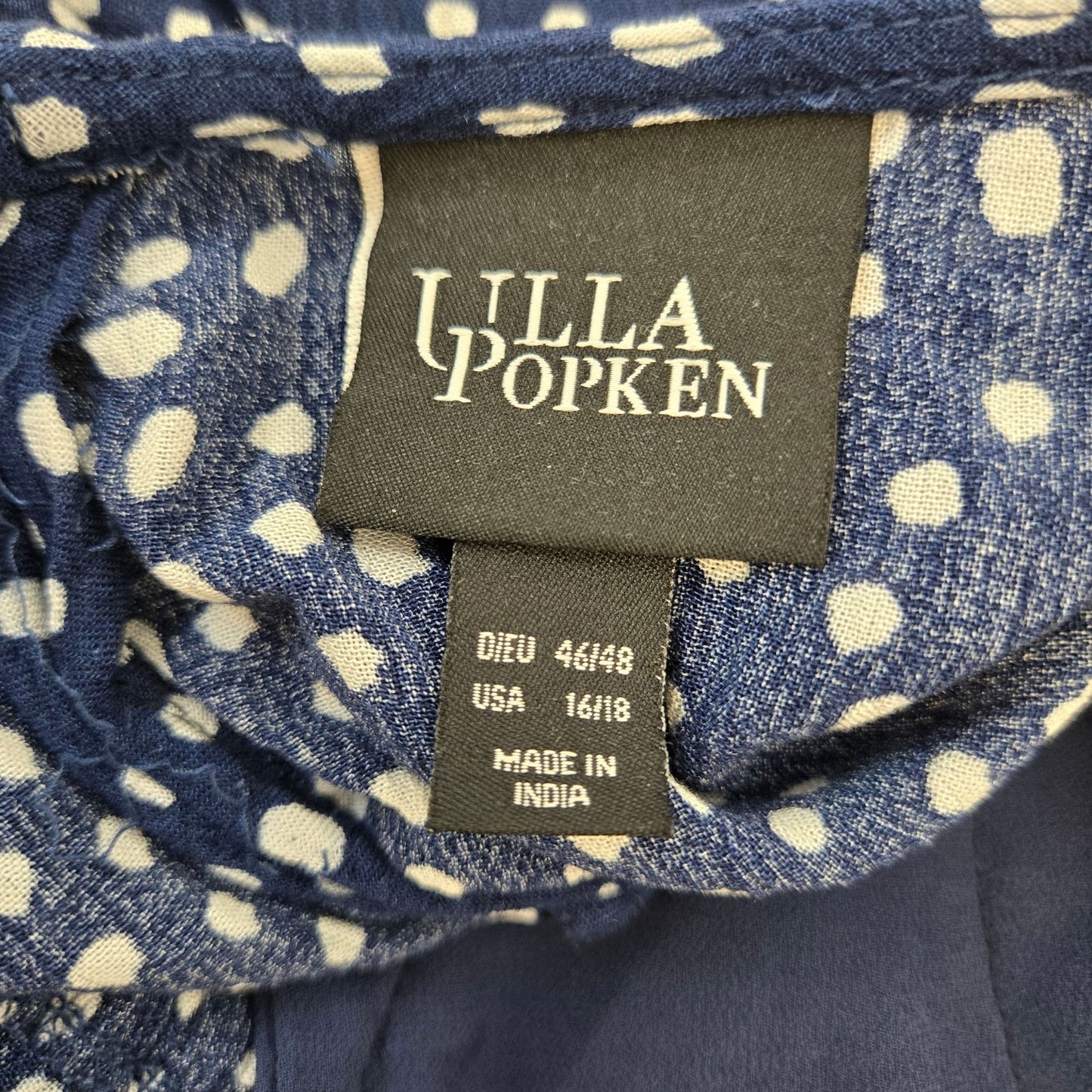 Ulla Popken 100% Viscose Polka Dot Long Sleeve Midi Boho Dress Size 16/18