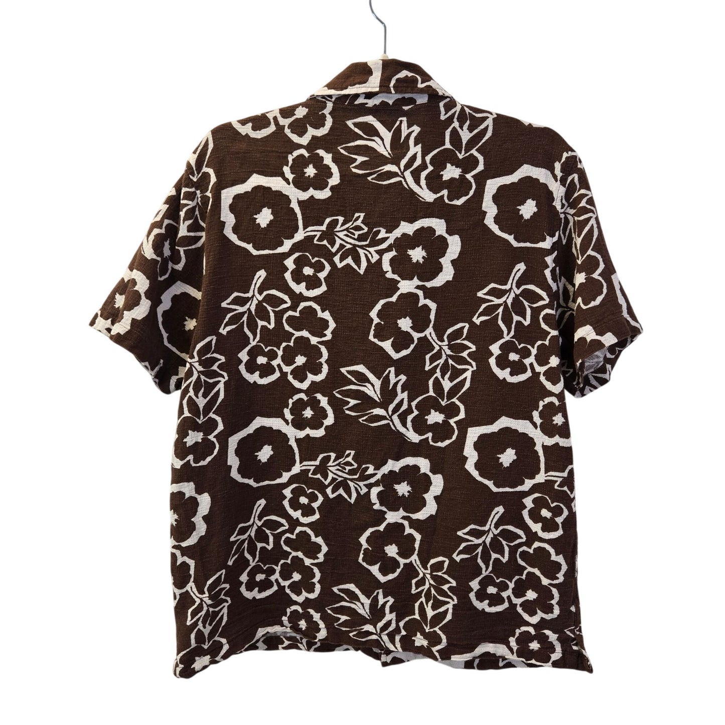 Folk Hugo Gauzy 100% Cotton Floral Hawaiian Print Button Down Shirt Size Small