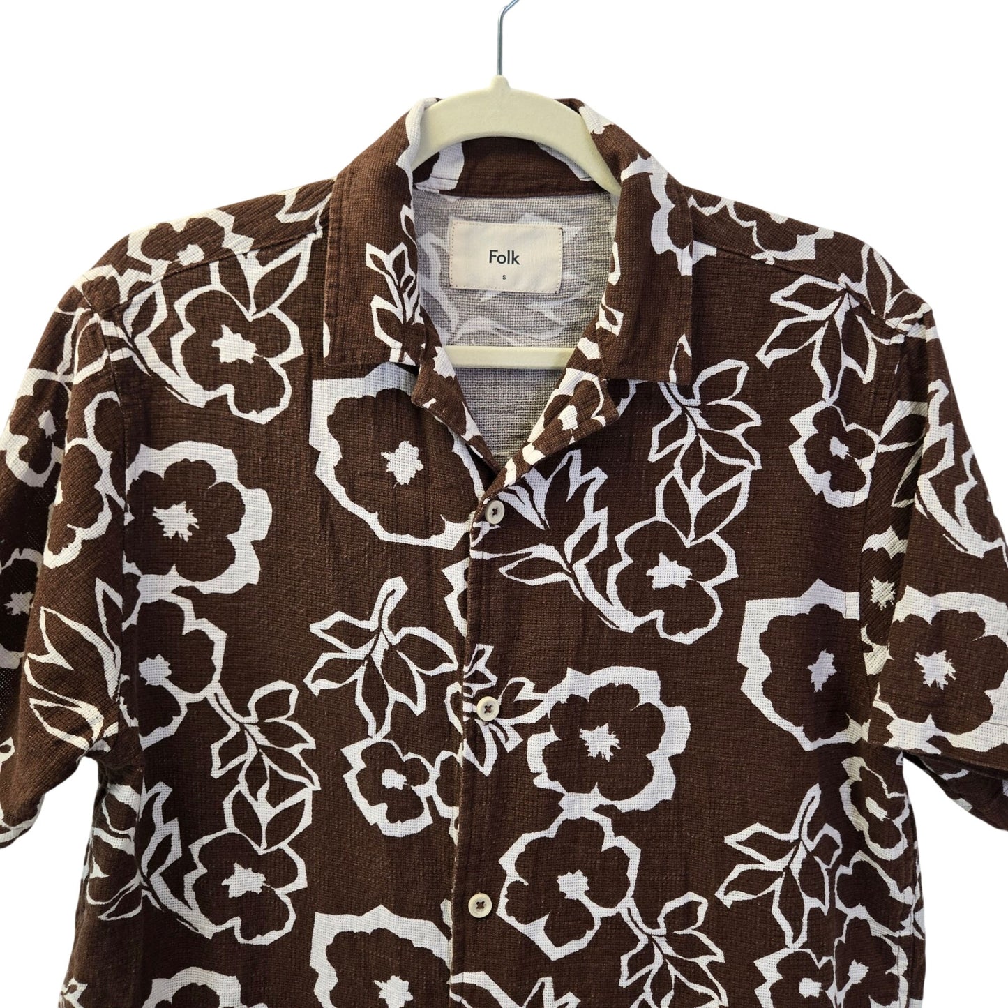 Folk Hugo Gauzy 100% Cotton Floral Hawaiian Print Button Down Shirt Size Small
