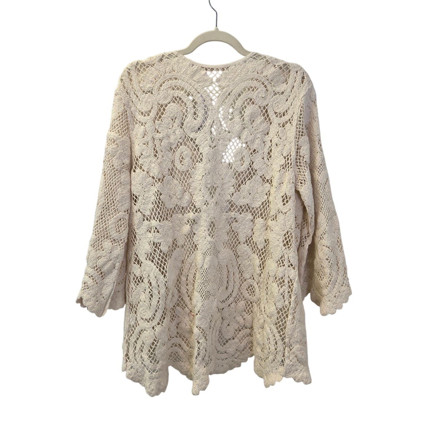 NWT Soft Surroundings Cordelia Crochet Knit Bell Sleeve Topper Sweater Size Large