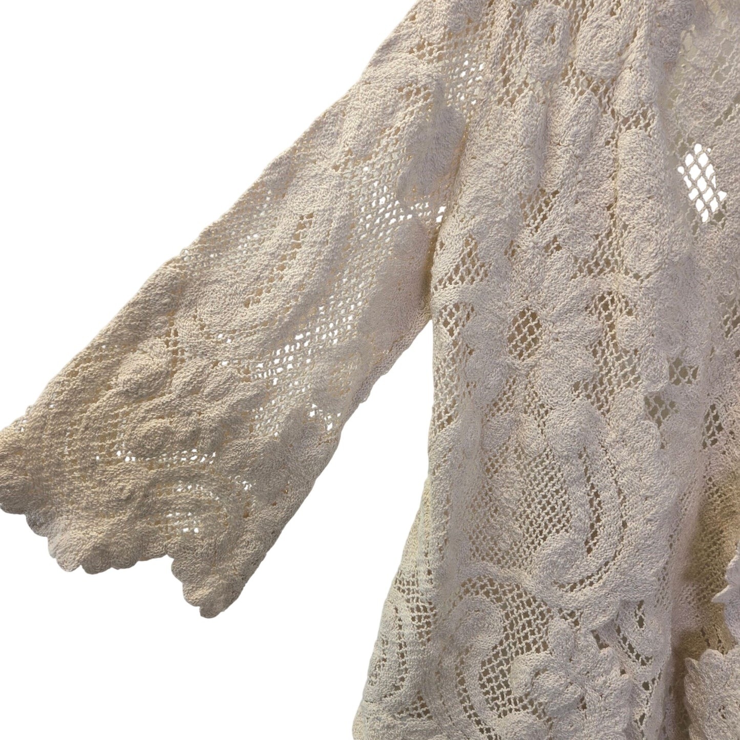 NWT Soft Surroundings Cordelia Crochet Knit Bell Sleeve Topper Sweater Size Large