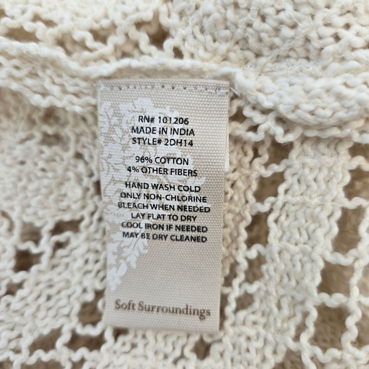 NWT Soft Surroundings Cordelia Crochet Knit Bell Sleeve Topper Sweater Size Large