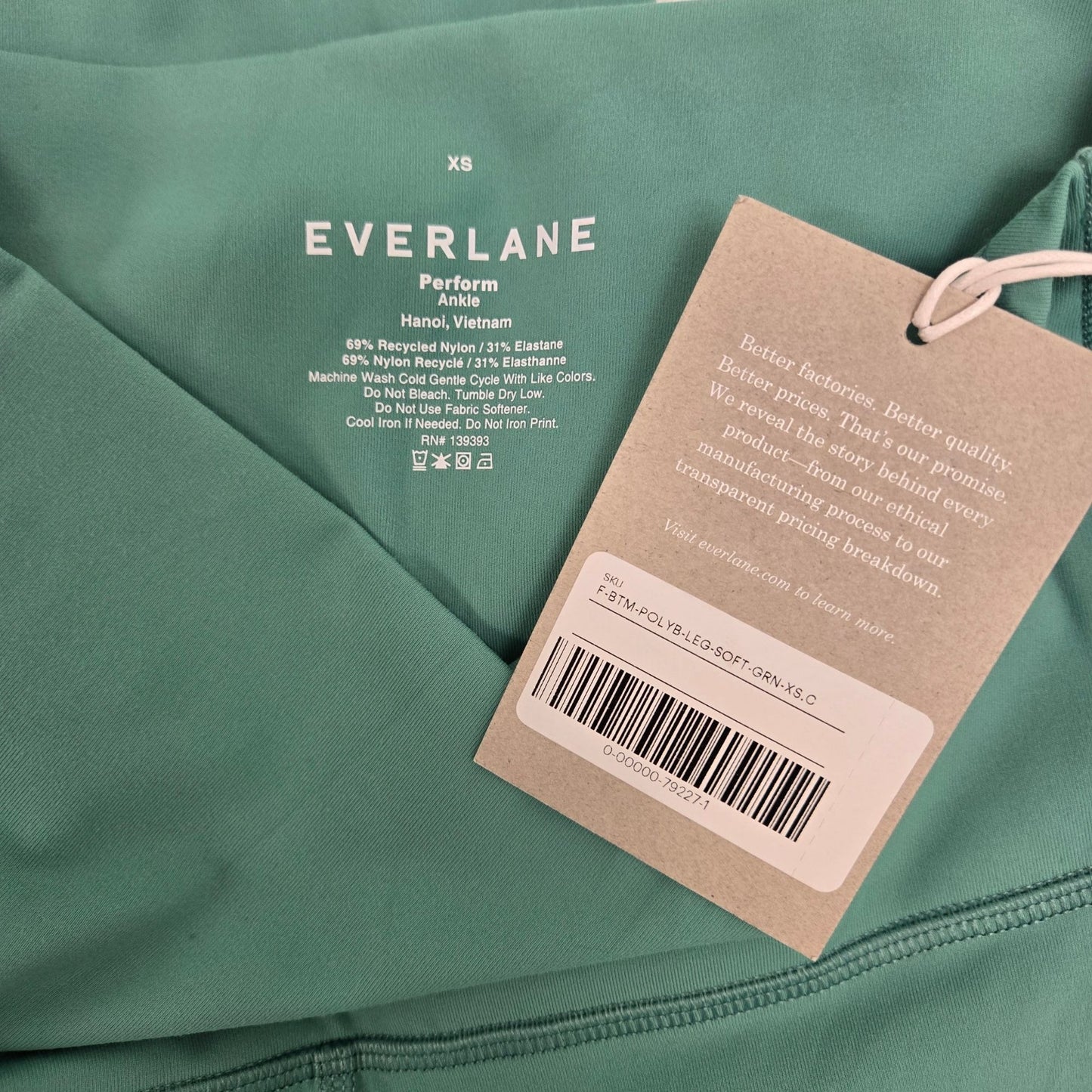 NWT Everlane The Perform Legging High Rise Ankle in Soft Green Size XS
