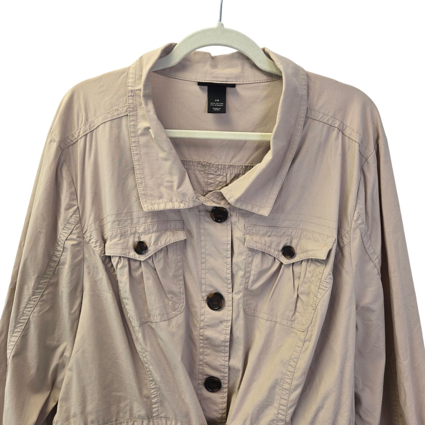 Lane Bryant Khaki Color Utility Jacket Size 28