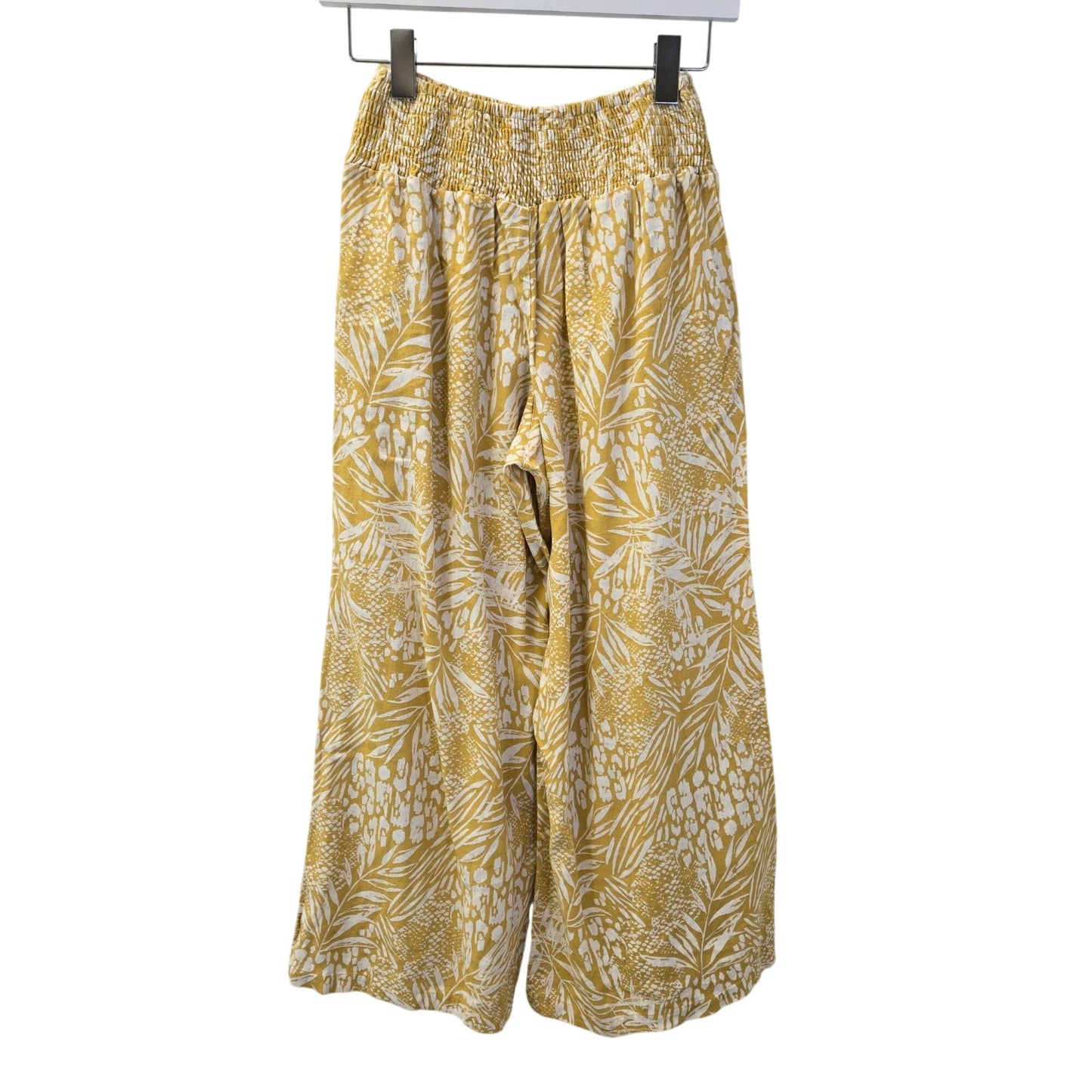 Tahari Linen & Viscose Blend Wide Leg Tropical Print Cropped Pants Size Small