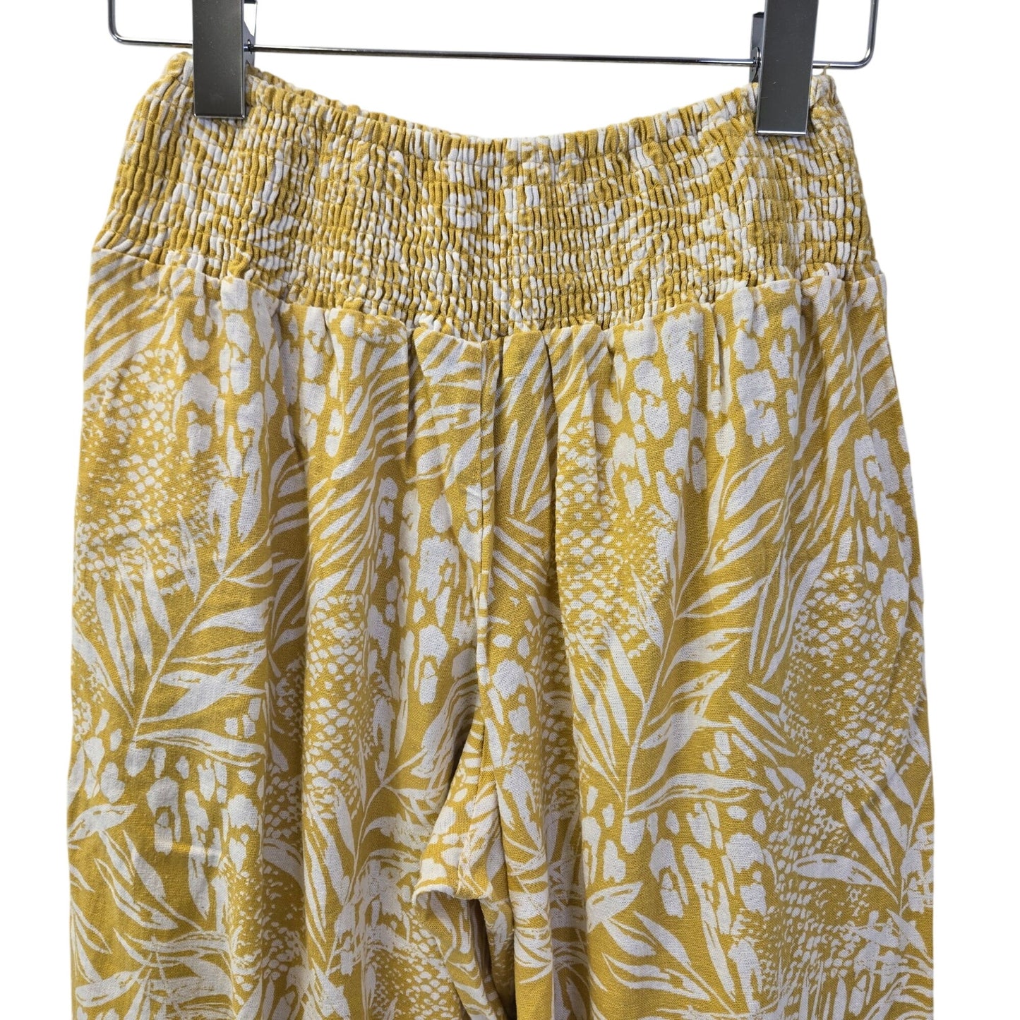 Tahari Linen & Viscose Blend Wide Leg Tropical Print Cropped Pants Size Small