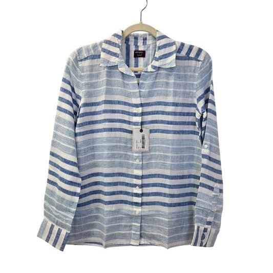 NWT UNTUCKit 100% Linen Vietti Striped Long Sleeve Button Down Shirt Size 4