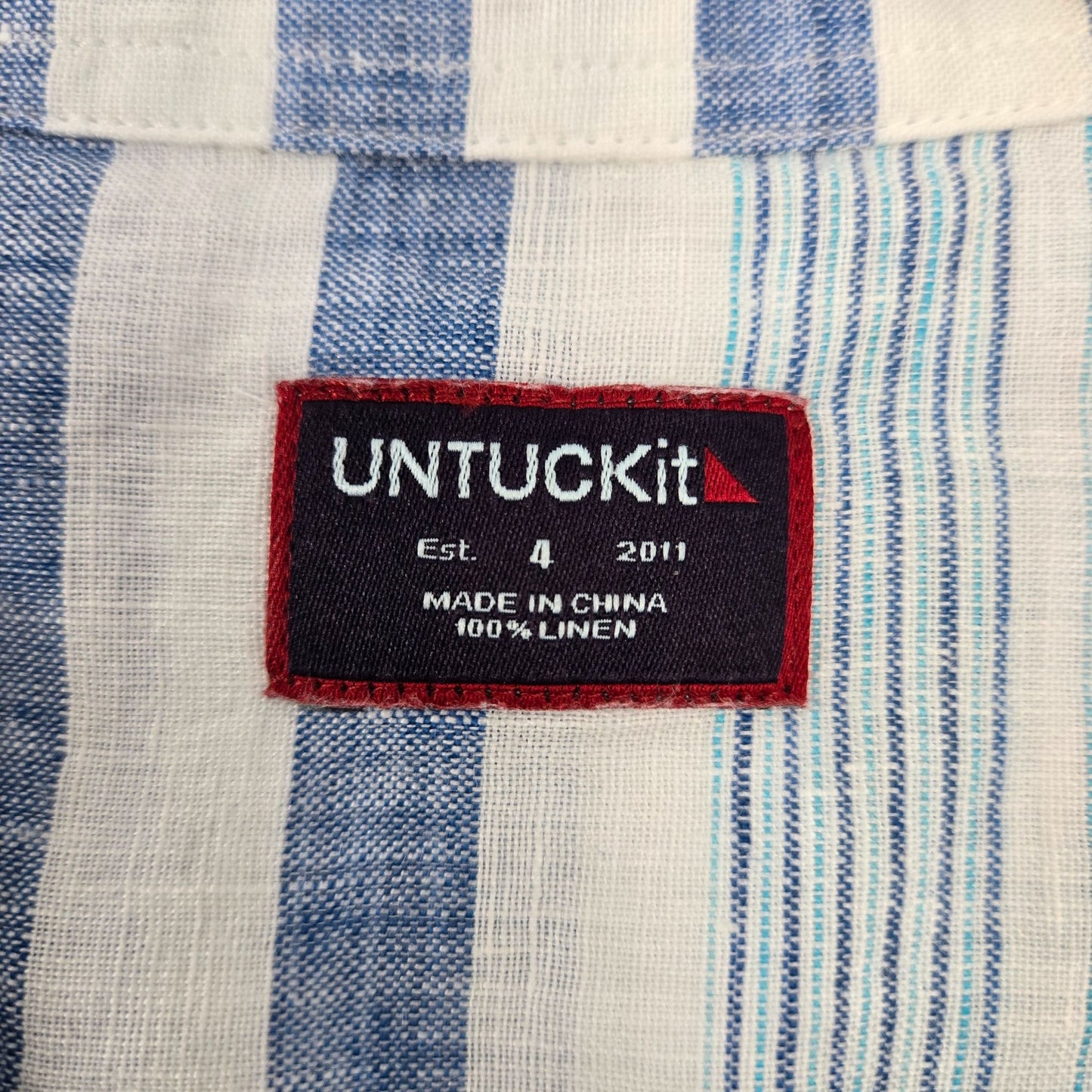 NWT UNTUCKit 100% Linen Vietti Striped Long Sleeve Button Down Shirt Size 4