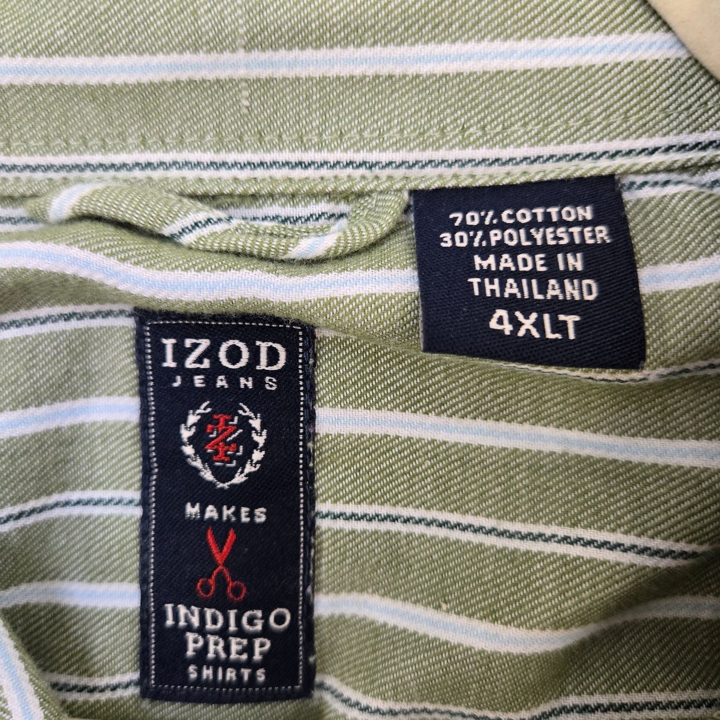 Izod Lightweight Flannel Striped Button Down Shirt Size 4XL Tall