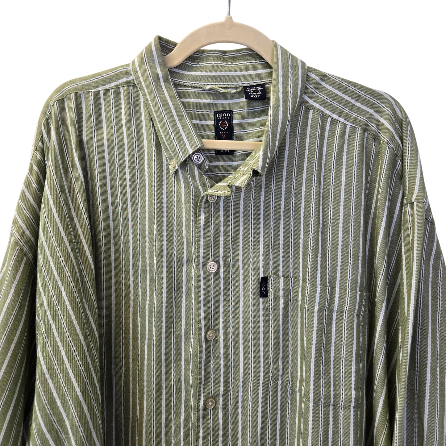 Izod Lightweight Flannel Striped Button Down Shirt Size 4XL Tall