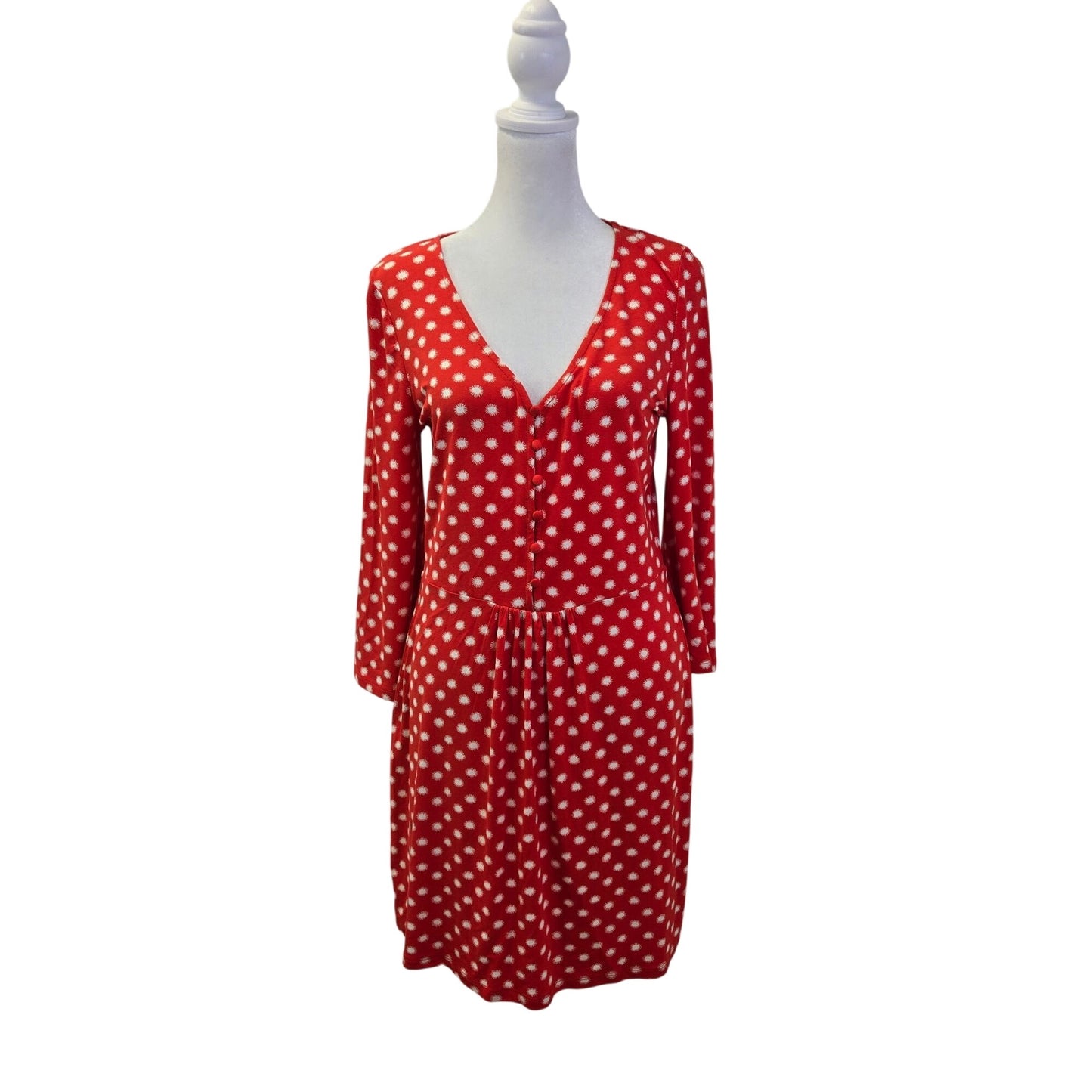 NWT Boden Red Pop Star Spot Scarlett Jersey Bell Sleeve Mini Dress Size 6