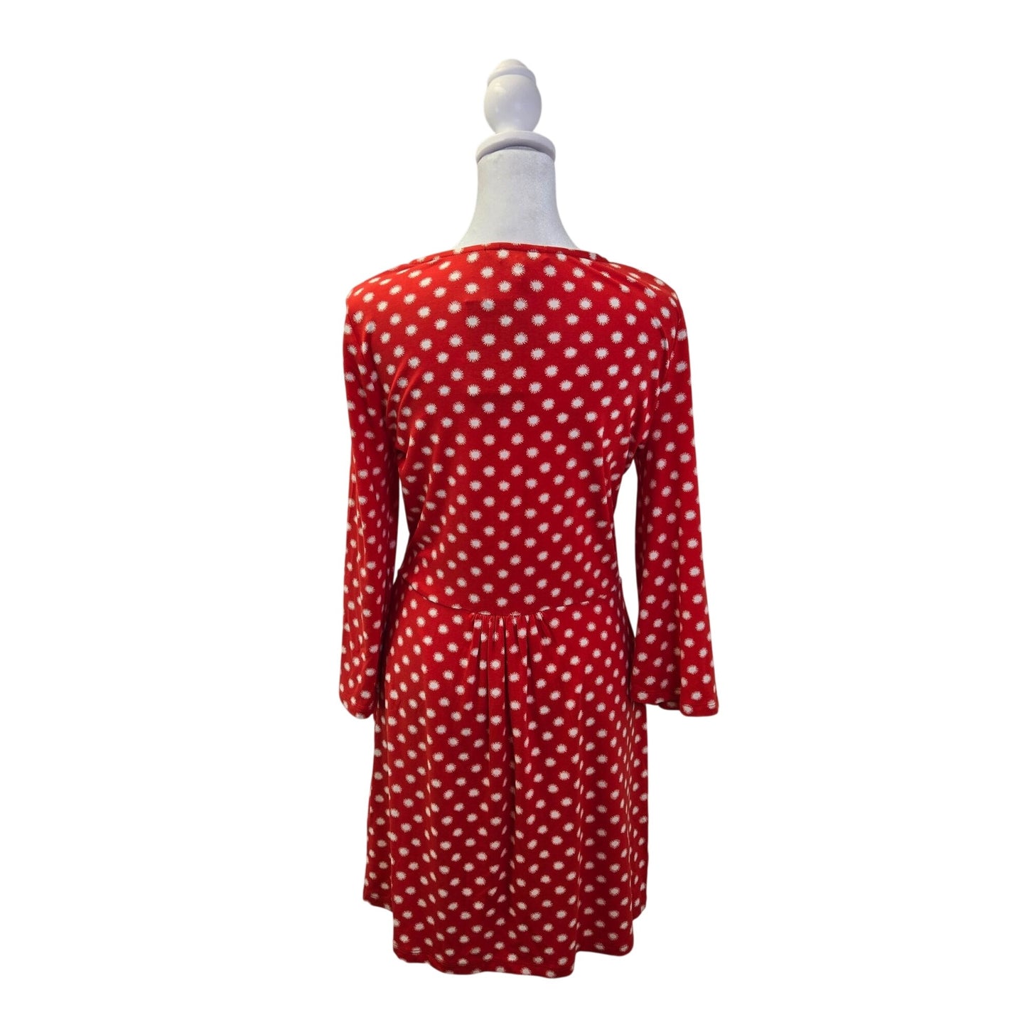 NWT Boden Red Pop Star Spot Scarlett Jersey Bell Sleeve Mini Dress Size 6