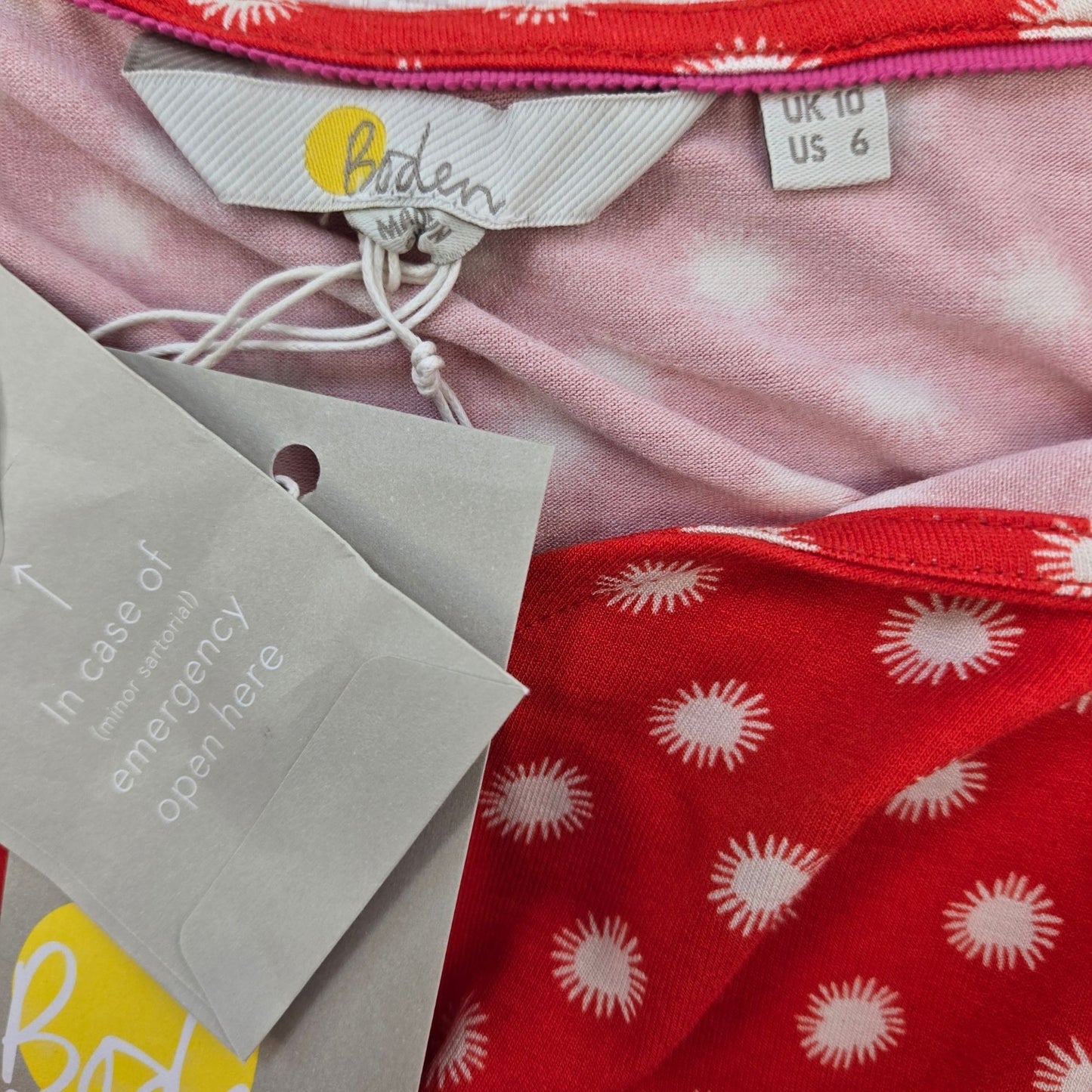 NWT Boden Red Pop Star Spot Scarlett Jersey Bell Sleeve Mini Dress Size 6