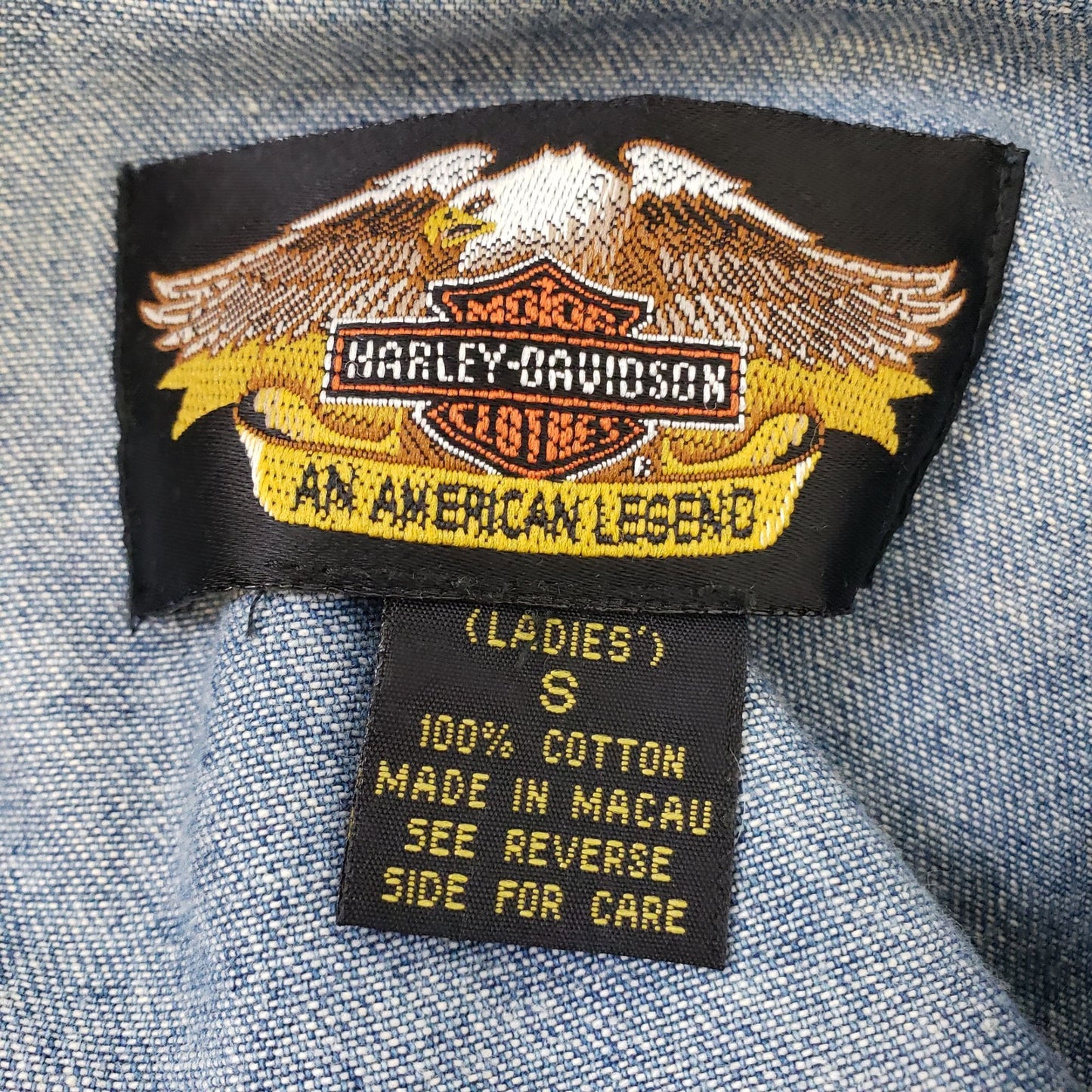 Harley-Davidson Denim Full Snap Front Western Style Shirt Size Small