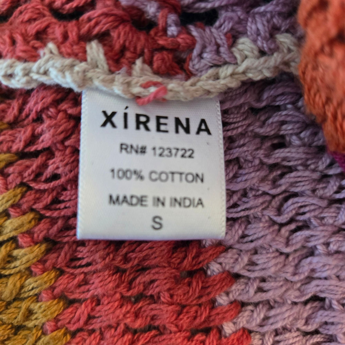 Xirena Carsyn Crocheted Rainbow Stripe Longline Open Cardigan Sweater Size Large