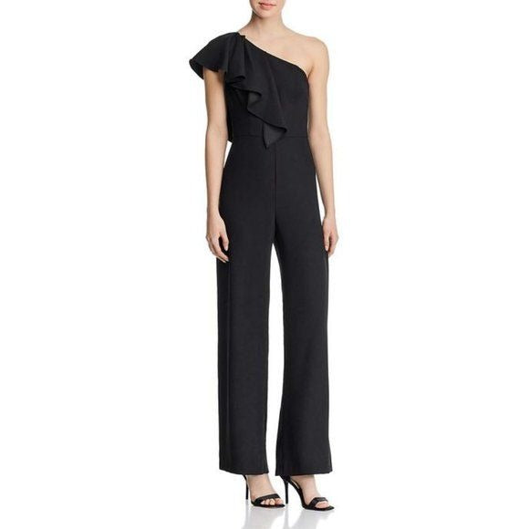 NWT Aidan by Aidan Mattox One Shoulder Crepe Jumpsuit Size 8