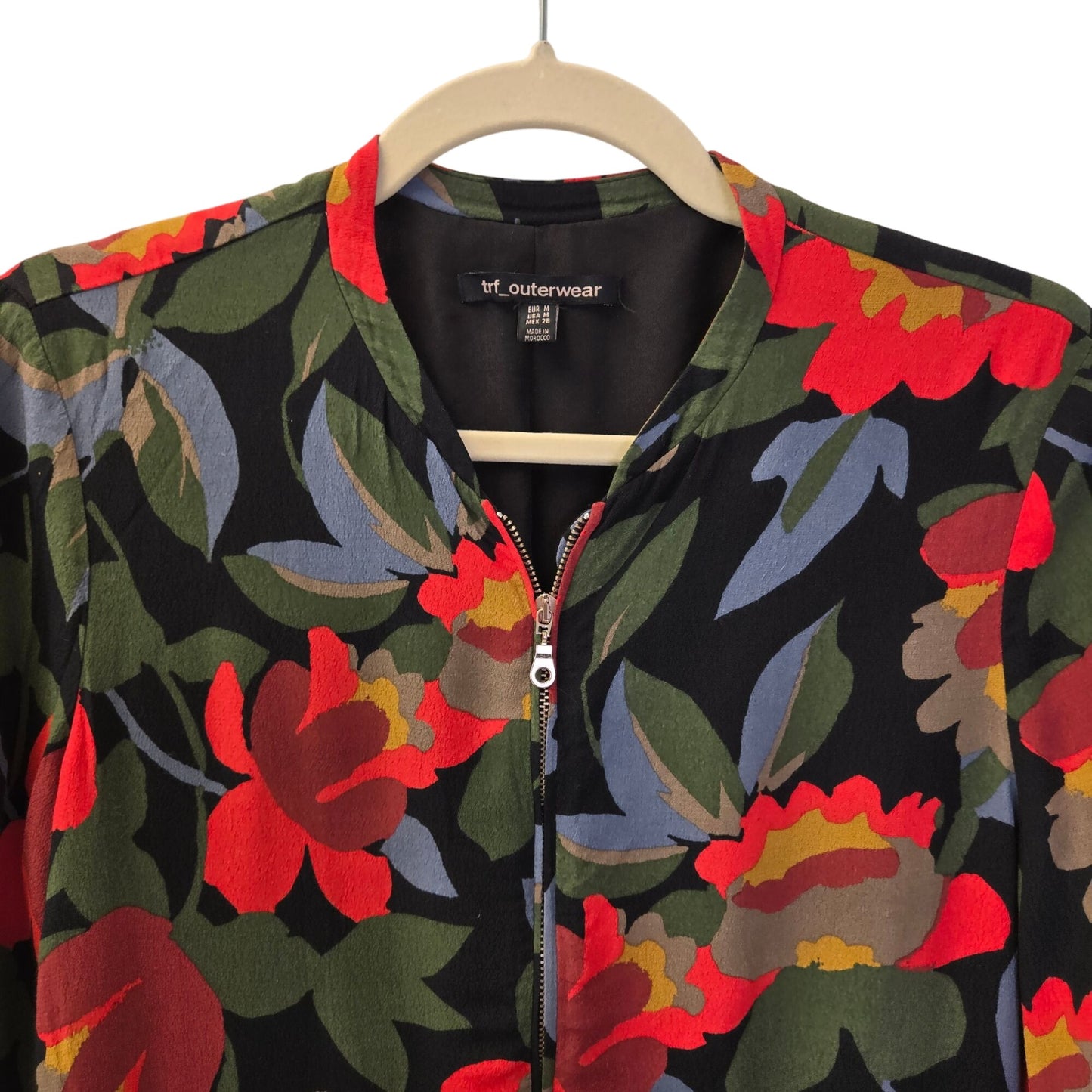 Zara TRF Outerwear Floral Full Zip Bomber Jacket Size Medium