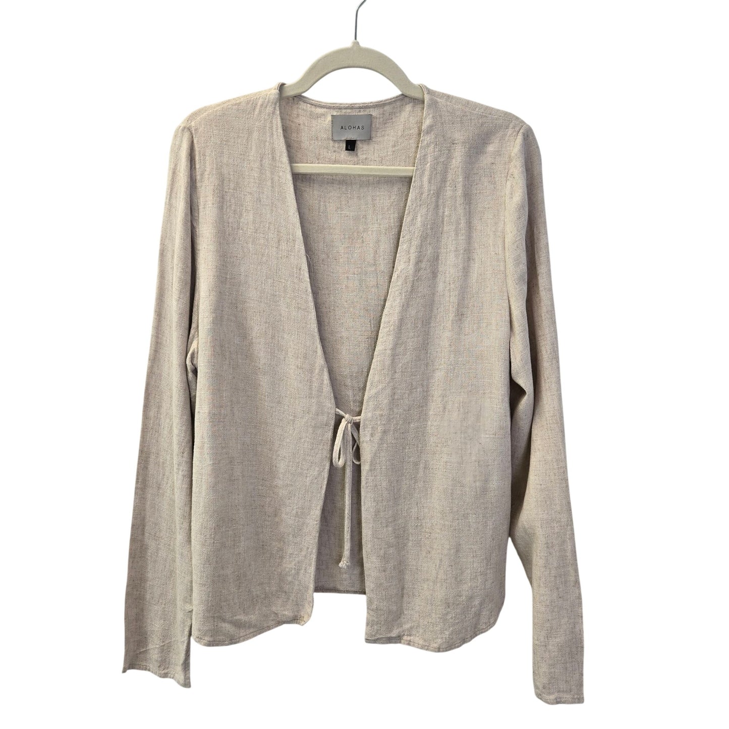 Alohas 100% Linen Tie Front Layering Top Size Large