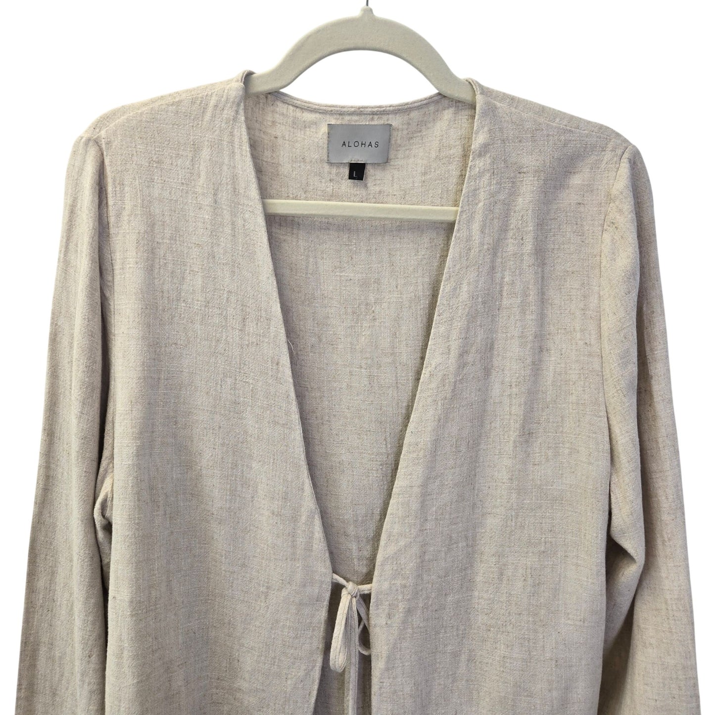 Alohas 100% Linen Tie Front Layering Top Size Large