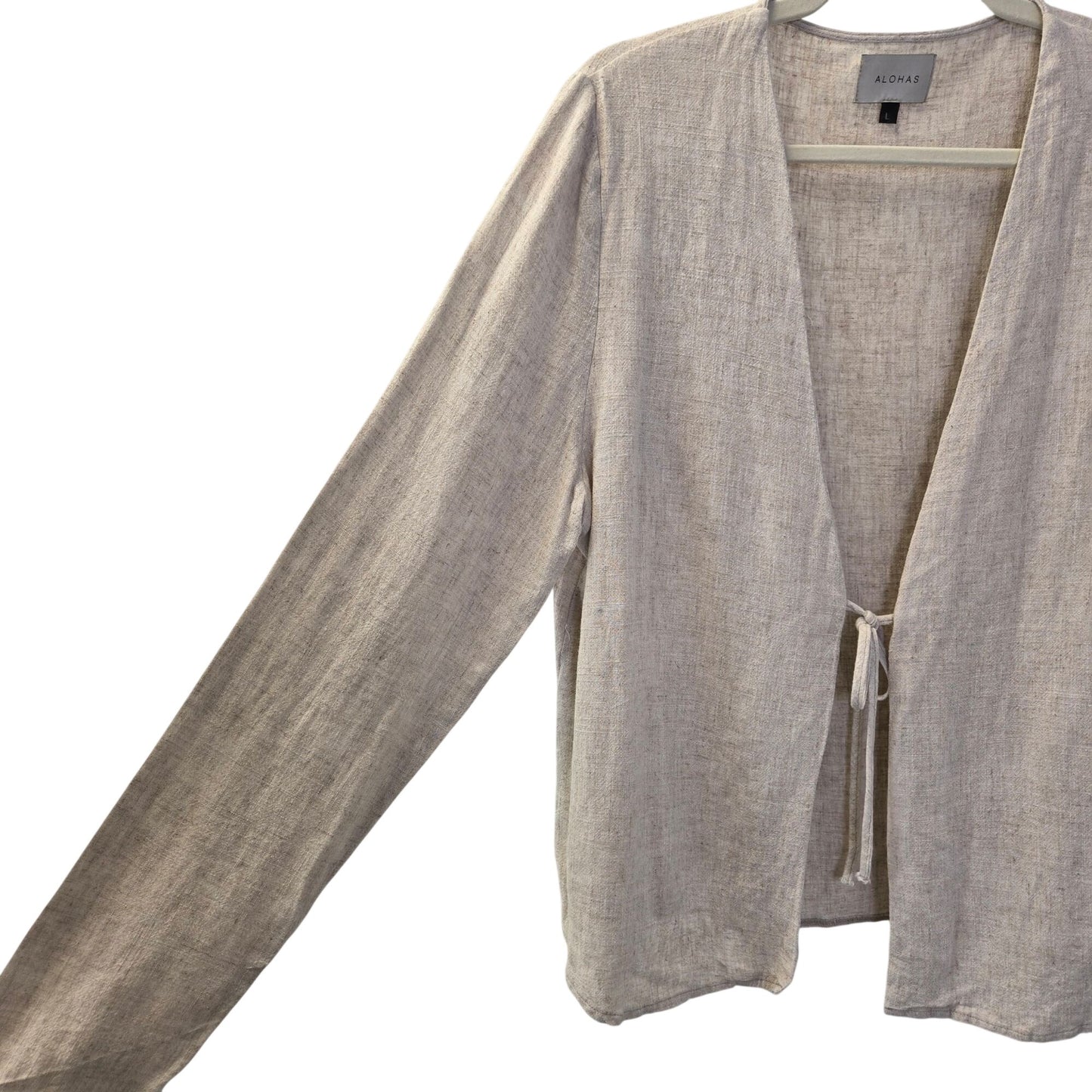 Alohas 100% Linen Tie Front Layering Top Size Large
