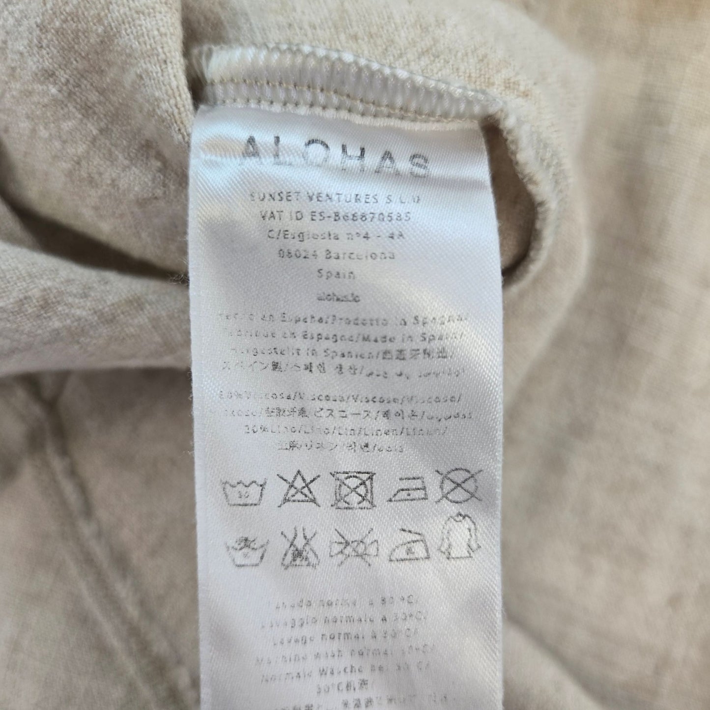 Alohas 100% Linen Tie Front Layering Top Size Large