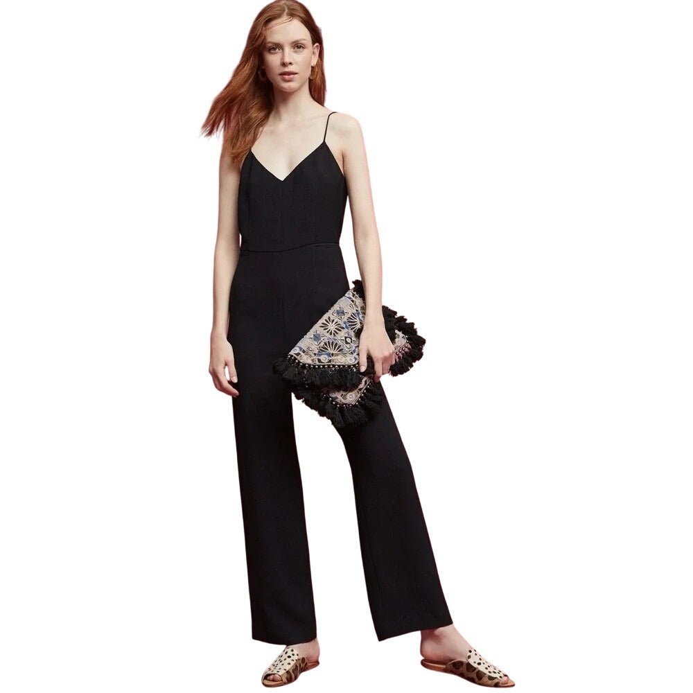 Anthropologie The Essential Jumpsuit 100% Viscose in Black Size 10
