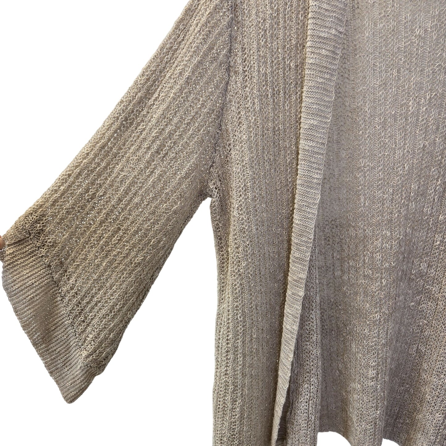 Eileen Fisher Linen Blend Open Knit Cardigan Sweater Size Large