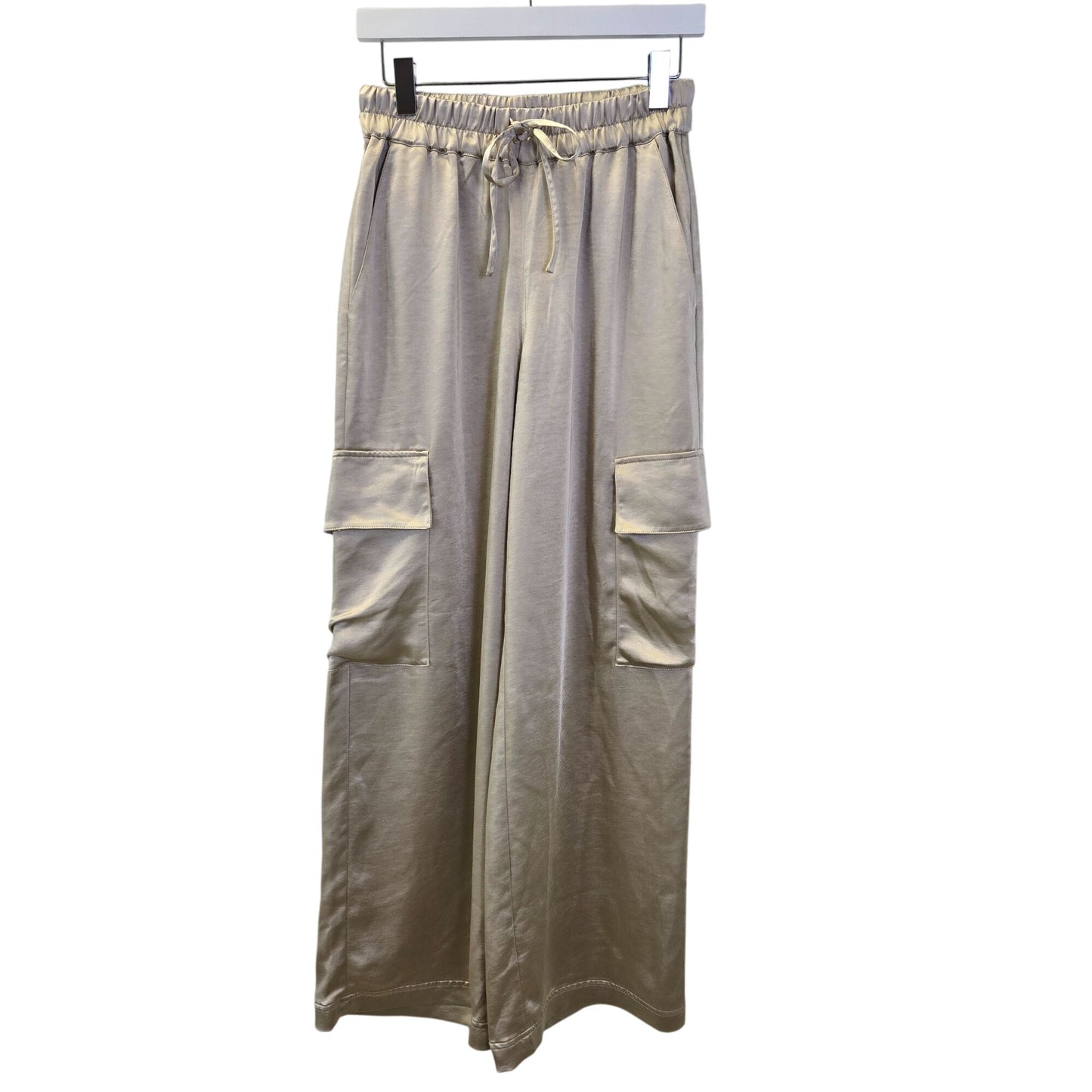 NWT French Connection Chloetta Satin Wide Leg Cargo Trouser Pants Size XS