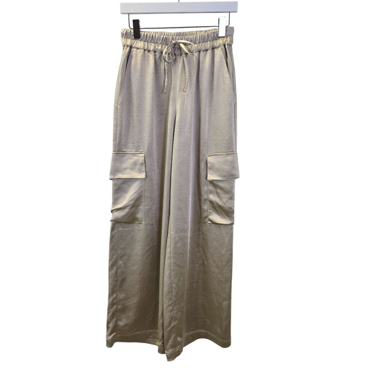 NWT French Connection Chloetta Satin Wide Leg Cargo Trouser Pants Size XS