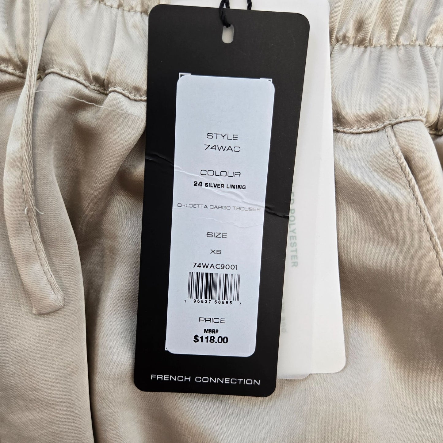 NWT French Connection Chloetta Satin Wide Leg Cargo Trouser Pants Size XS