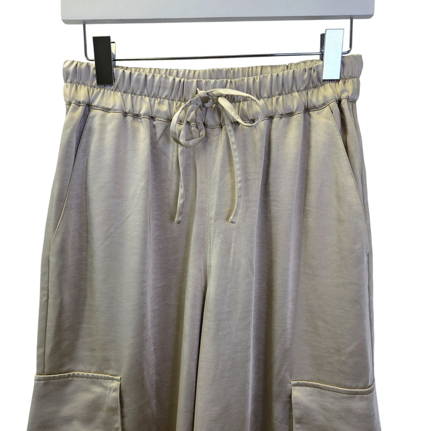 NWT French Connection Chloetta Satin Wide Leg Cargo Trouser Pants Size XS